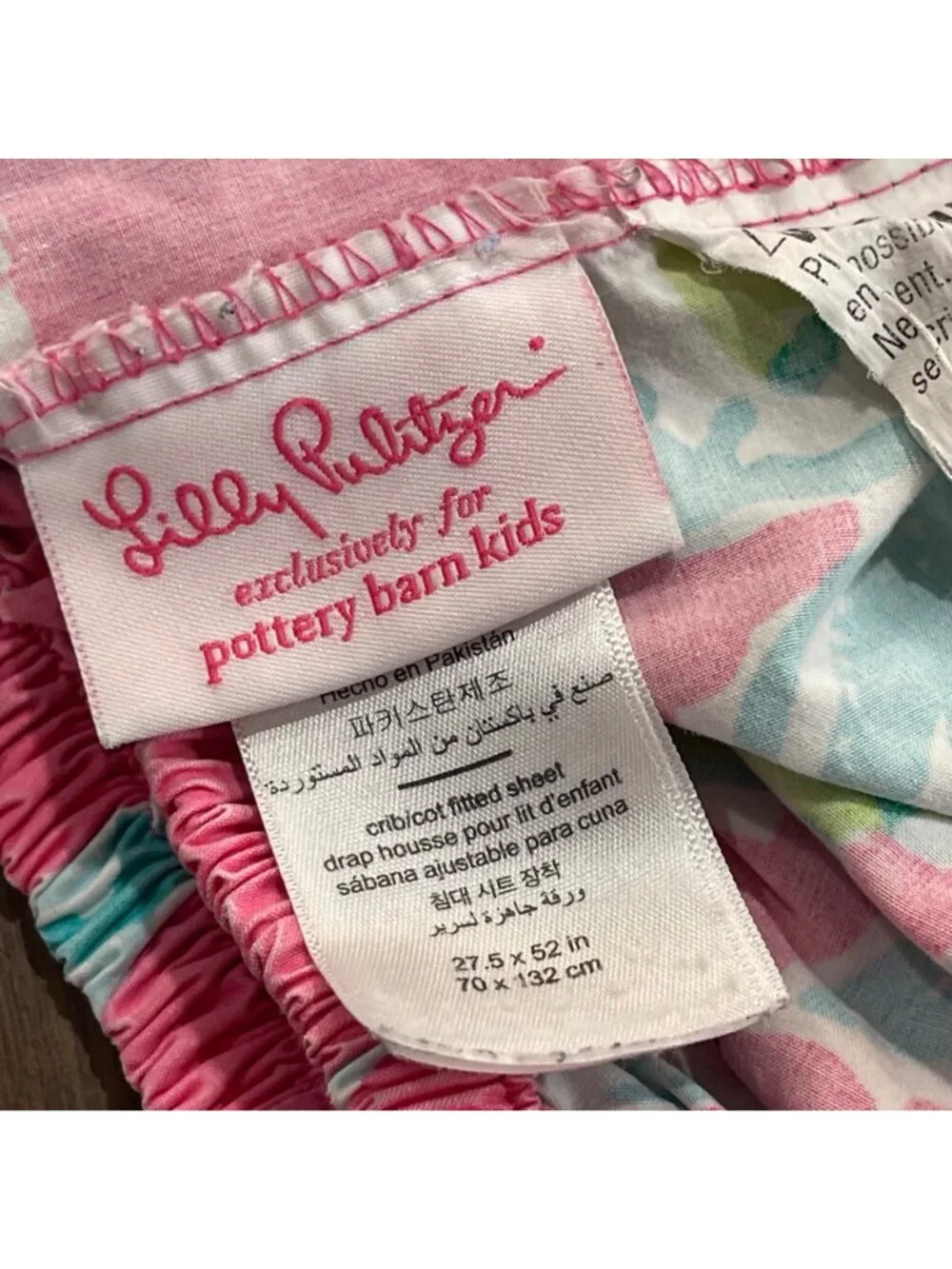 Lilly Pulitzer Pottery Barn Kids Organic Cotton Crib Fitted Sheet Pink Lemonade